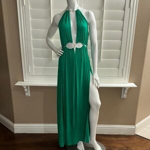 Bump Biddy Halter Maxi Maternity Dress Green